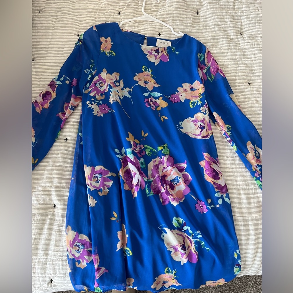 Chiffon Blue Floral Dress
